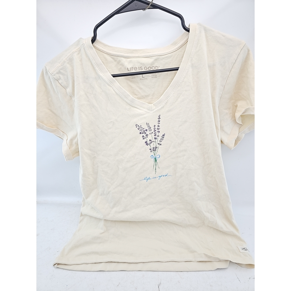 Life is Good Lavender Bouquet V-Neck Tee